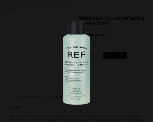 REF Weightless Volume Refreshing Mousse 200ml